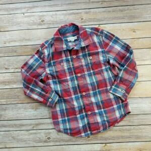 Tucker + Tate Red Plaid Collared Button-up Long-Sleeve Shirt 4Y